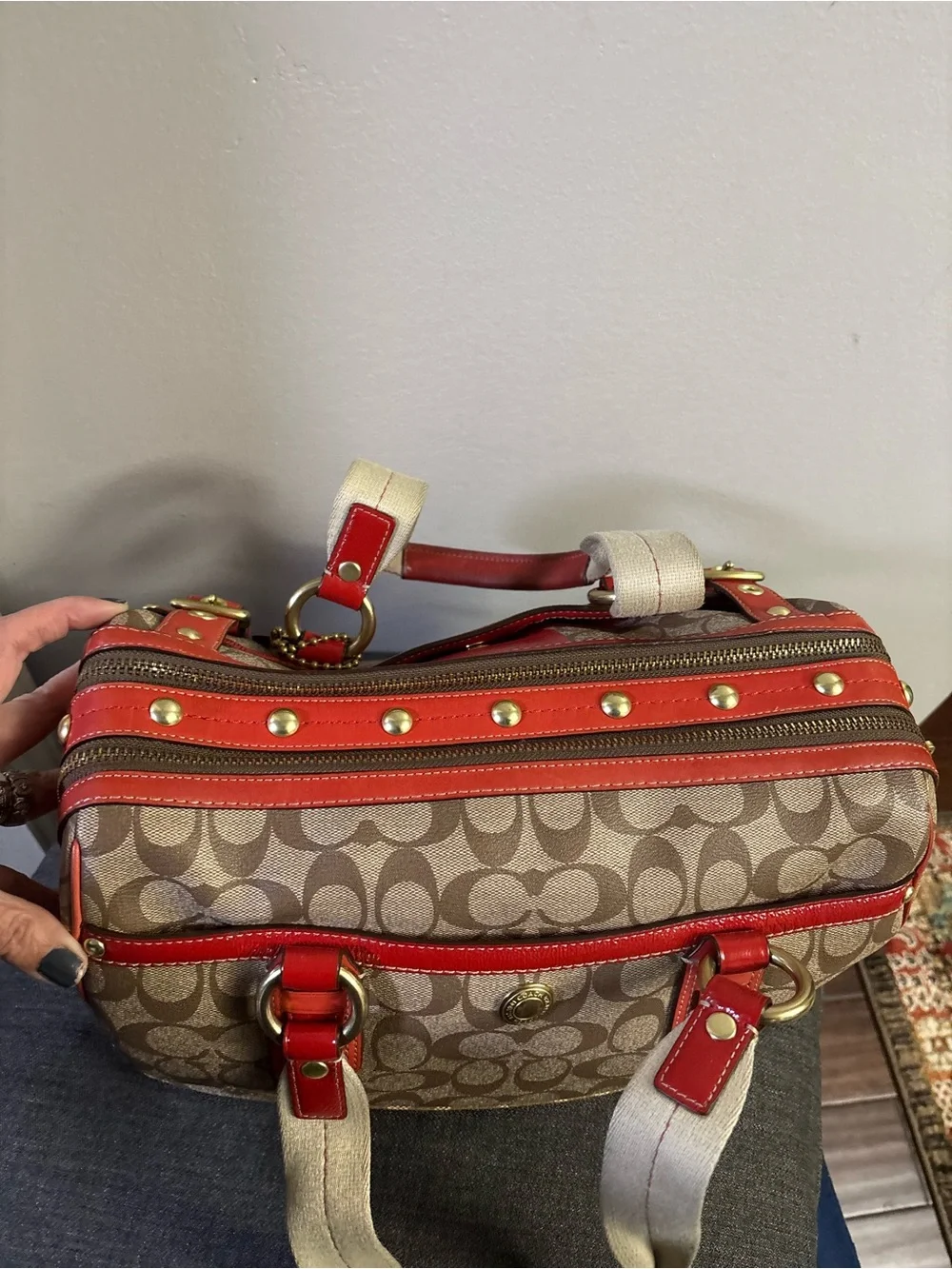 Coach Heritage Stripe XL Zip Satchel K0769-11564 - Picture 11 of 17
